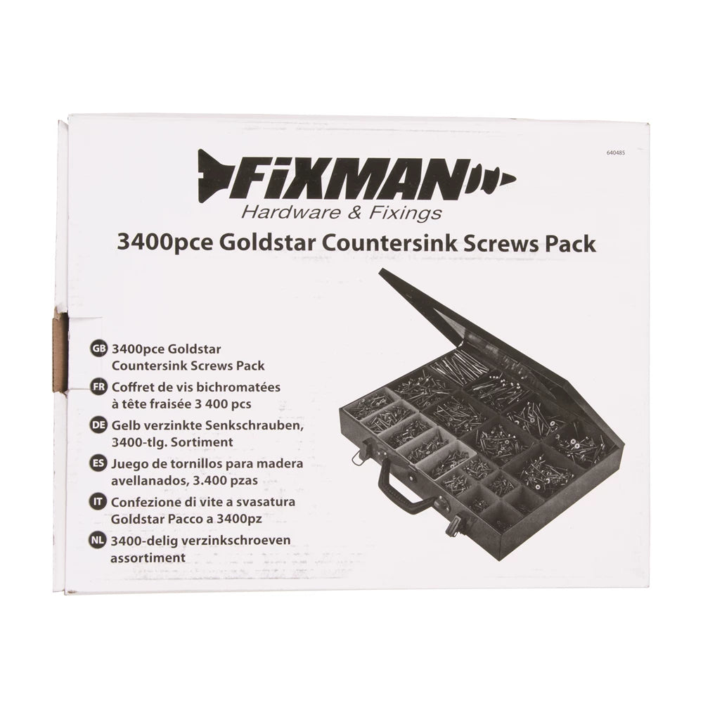 Fixman Goldstar Countersink Screws Pack 3400pce