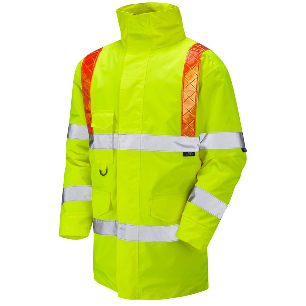 Leo Workwear PUTFORD Leo EcoViz 4K Baffle Lined Anorak with Red Braces