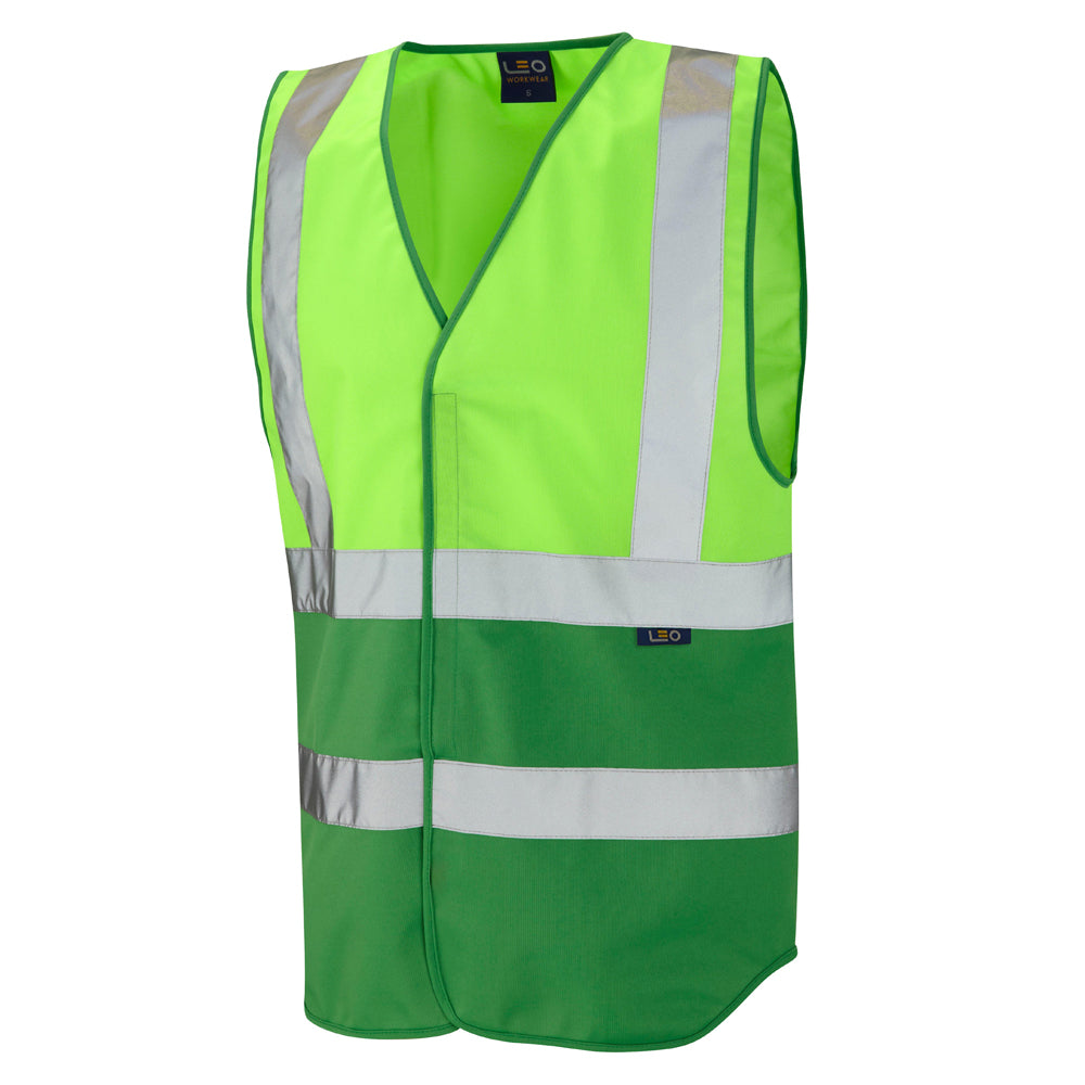 Leo Workwear PILTON Leo EcoViz Reflective Waistcoat - Lime/Green