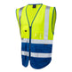 Leo Workwear LYNTON Leo EcoViz Superior Waistcoat - Hi-Vis Yellow/Royal