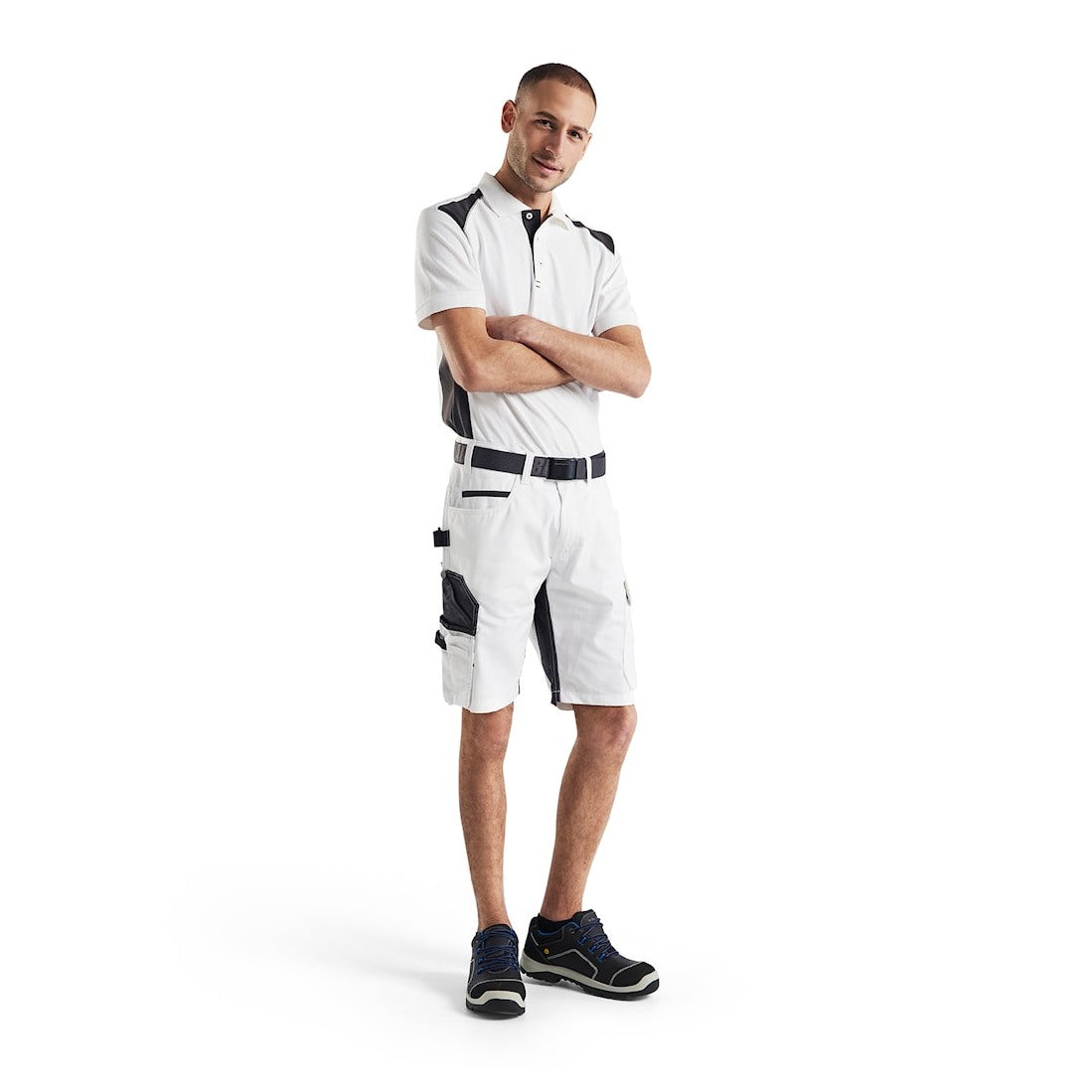 Blaklader Painter's Shorts with Stretch 1094 #colour_white-dark-grey