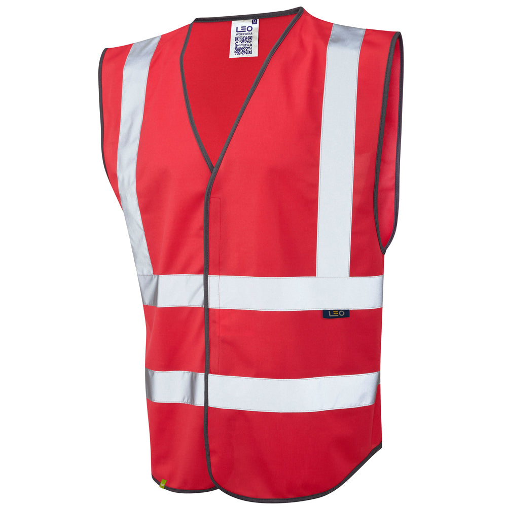 Leo Workwear PILTON Leo EcoViz Reflective Waistcoat - Standard Red