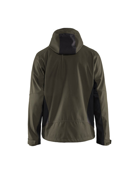 Blaklader Softshell Jacket with Hood 4753 #colour_dark-olive-green-black