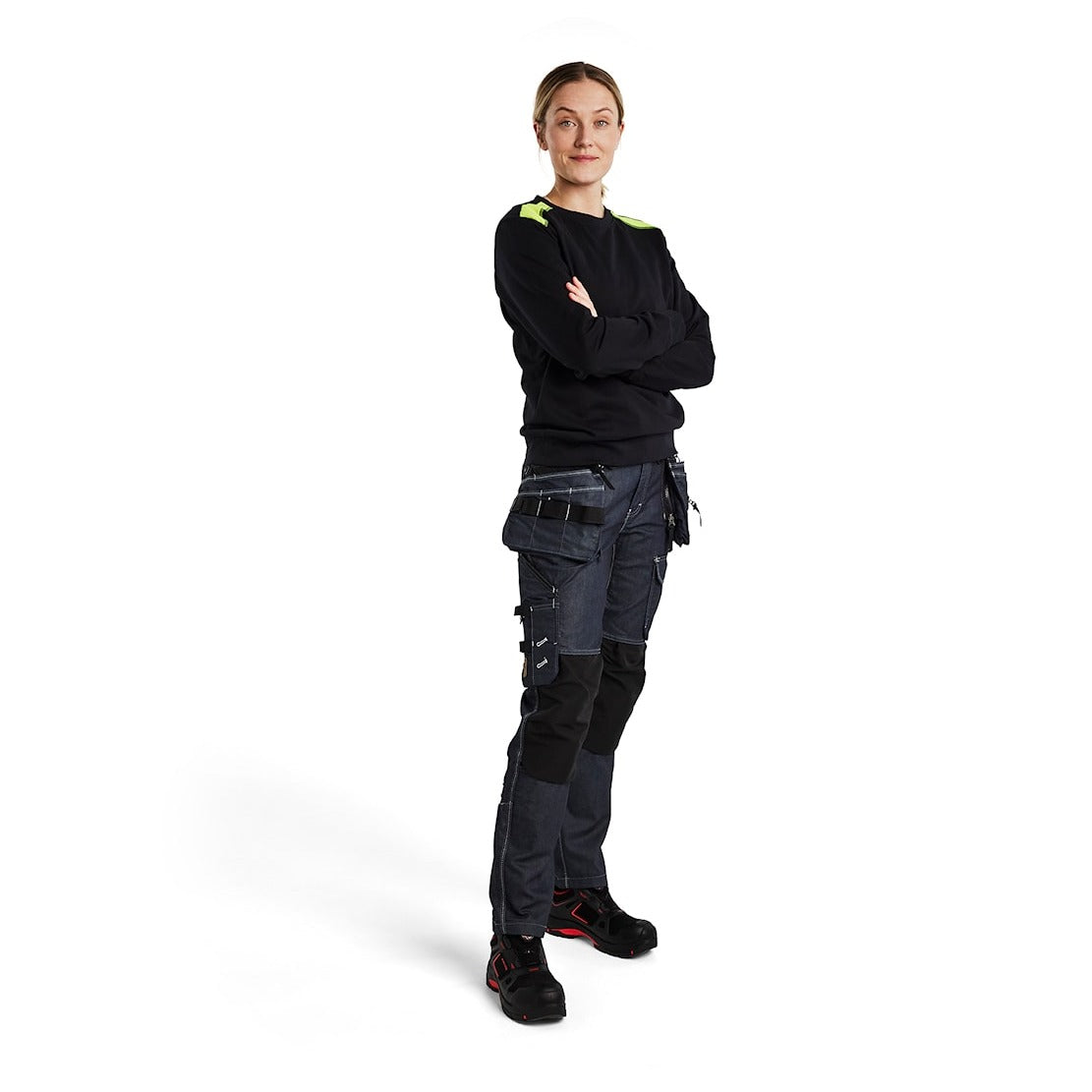 Blaklader Sweatshirt Women 3408 #colour_black-hi-vis-yellow