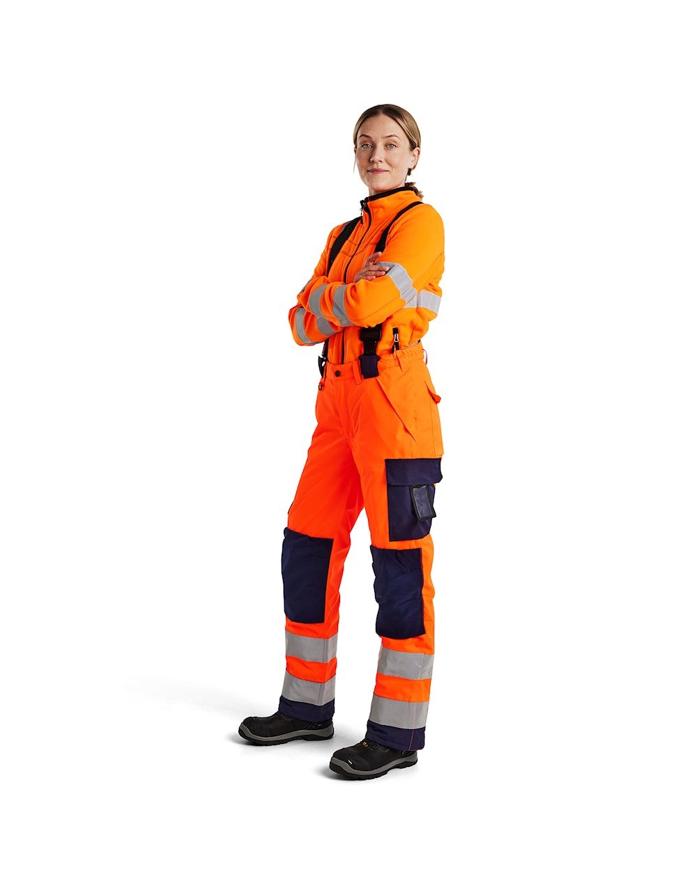 Blaklader Women's Hi-Vis Winter Trousers 7885 #colour_orange-navy-blue