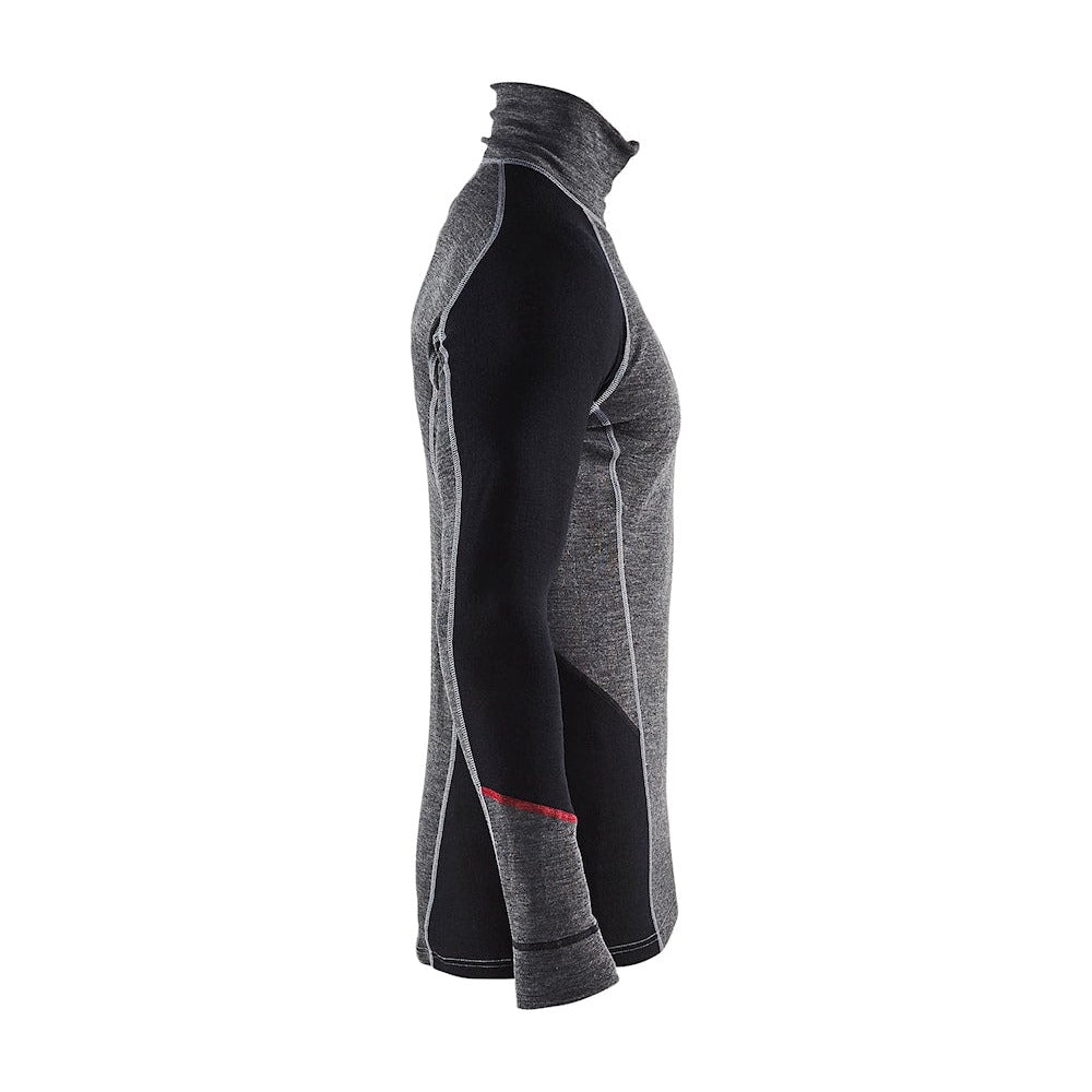 Blaklader Underwear Zip-Neck Top Xwarm, 100% Merino 4699 #colour_mid-grey-black
