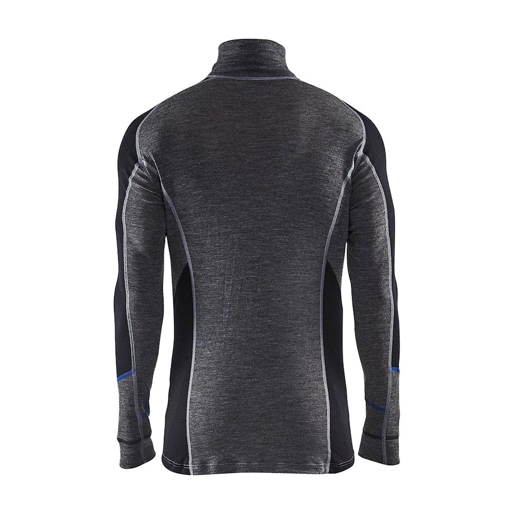 Blaklader Underwear Zip-Neck Top Warm 100% Merino 4899 #colour_mid-grey-black