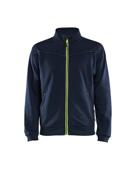 Blaklader Sweatshirt with Full Zip 3362 #colour_dark-navy-blue-hi-vis-yellow