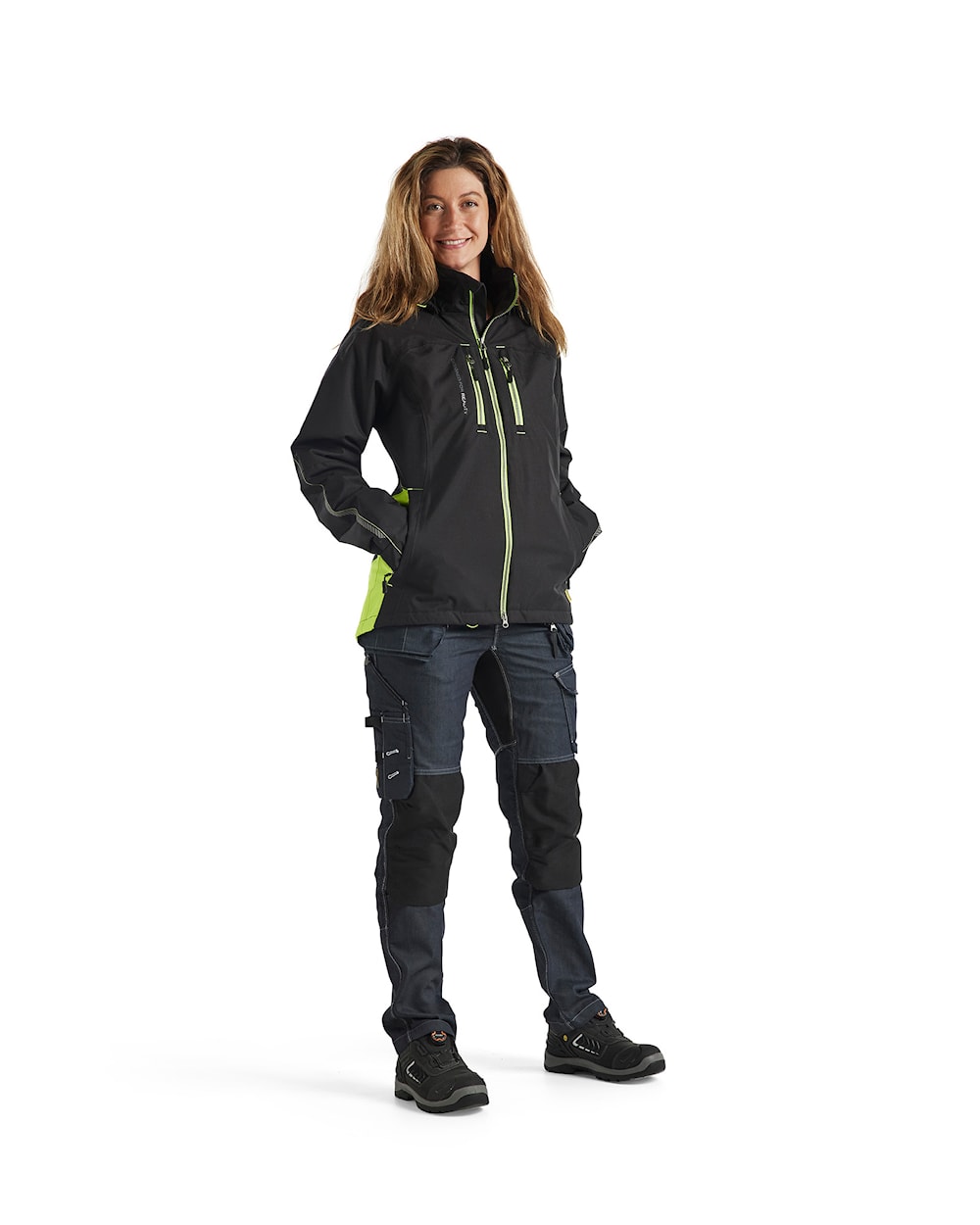 Blaklader Women's Lightweight Lined Functional Jacket 4972 #colour_black-hi-vis-yellow