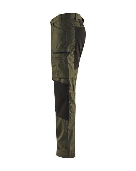 Blaklader Service Trousers with Stretch 14591845 #colour_dark-olive-green-black