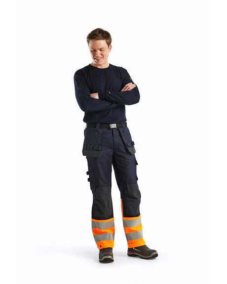 Blaklader Multinorm Inherent Trousers 1489 #colour_navy-blue-orange