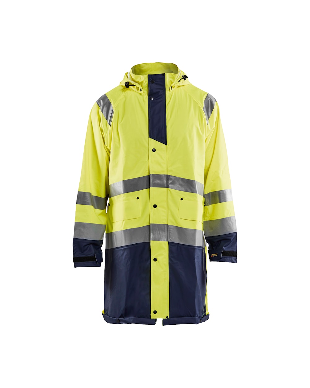 Blaklader Rain Jacket Hi-Vis Level 1 4324 #colour_hi-vis-yellow-navy-blue