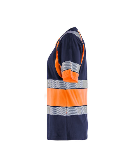 Blaklader Women's Hi-Vis T-Shirt 3410 #colour_navy-blue-orange