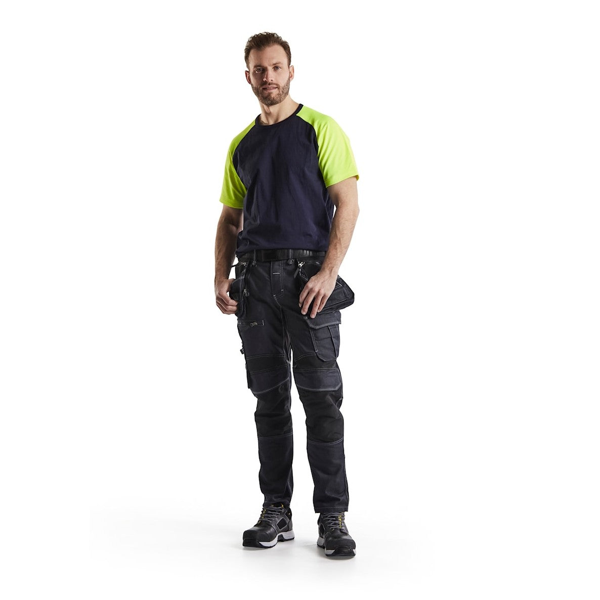 Blaklader T-Shirt 3515 #colour_navy-blue-hi-vis-yellow