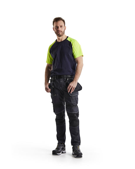 Blaklader T-Shirt 3515 #colour_navy-blue-hi-vis-yellow