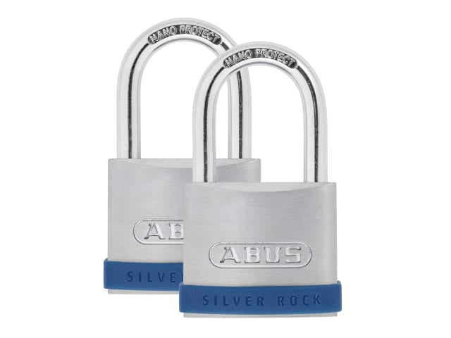 ABUS Mechanical 50mm Silver Rock 5 Padlock Twin Pack