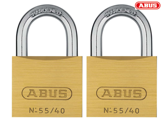 ABUS Mechanical 55/40mm Brass Padlocks Twin Pack