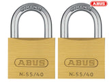 ABUS Mechanical 55/40mm Brass Padlocks Twin Pack