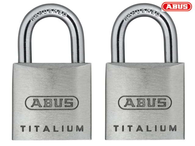 ABUS Mechanical 64TI/20mm TITALIUM Padlock Carded Twin Pack