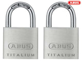 ABUS Mechanical 64TI/30mm TITALIUM Padlock Carded Twin Pack