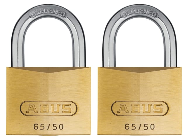 ABUS Mechanical 65/50mm Brass Padlock Twin Pack Carded