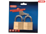 ABUS Mechanical 65/50mm Brass Padlock Twin Pack Carded