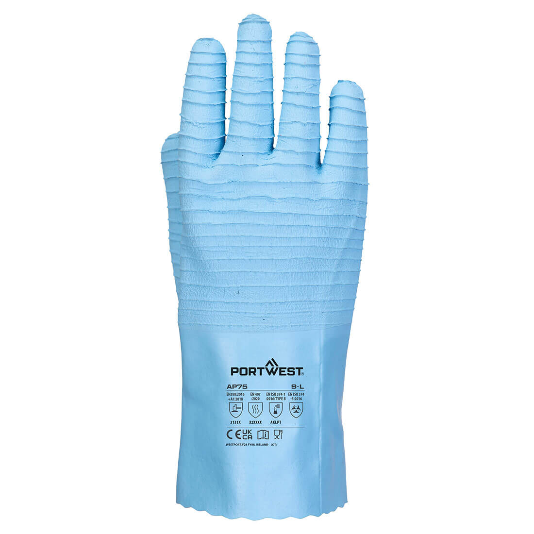 Portwest FD Chemical B Latex Gauntlet #colour_blue