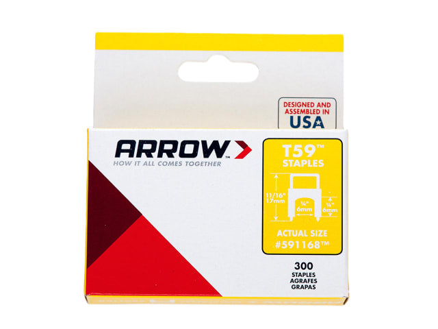 Arrow T59 Insulated Staples Clear 6 x 6mm (Box 300)