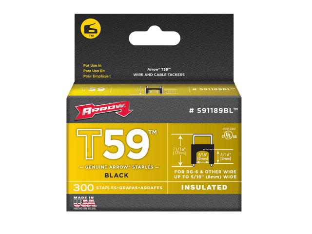 Arrow T59 Insulated Staples Black 8 x 8mm (Box 300)