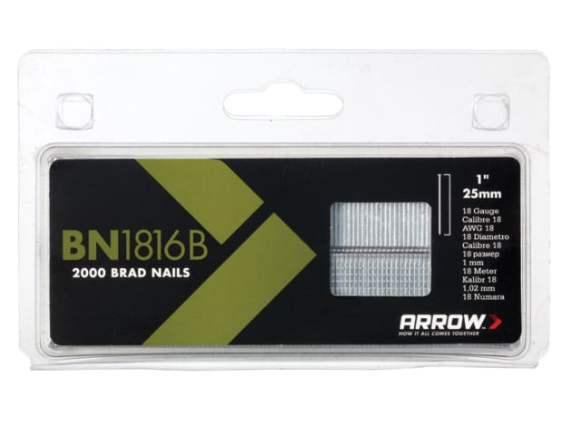 Arrow BN1816B Brad Nails 25mm Brown Head (Pack 2000)