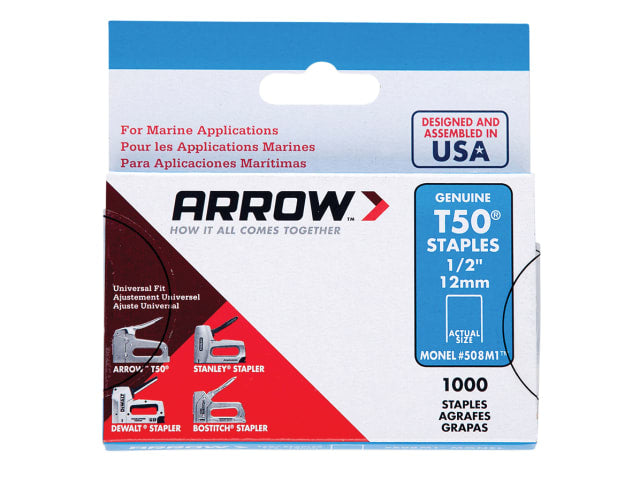 Arrow T50M 505m Monel Staples 8mm ( 5/16in) (Box 1000)