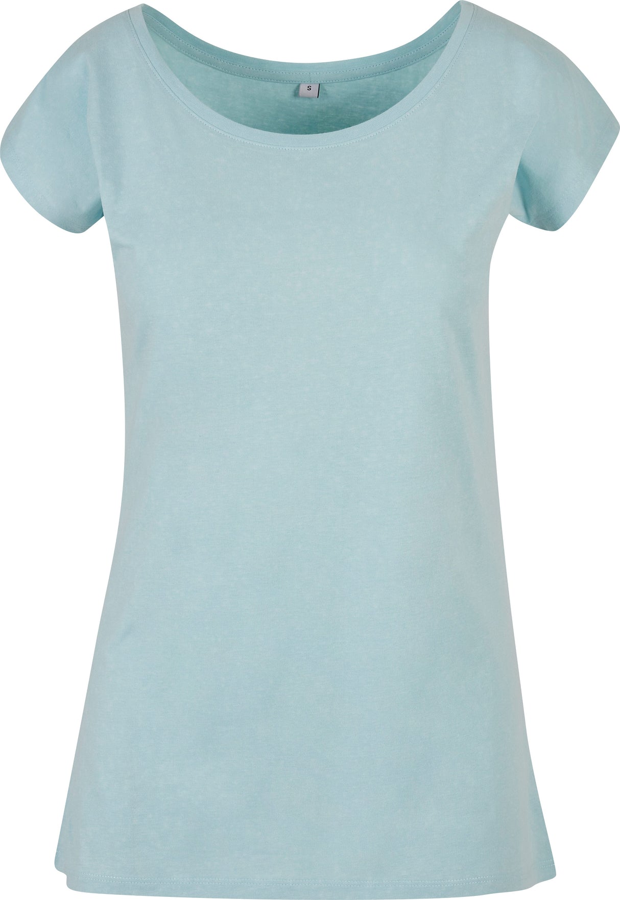 Build Your Brand Basic Women's Wide Neck Tee - Ocean Blue