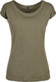 Build Your Brand Basic Women's Wide Neck Tee - Olive