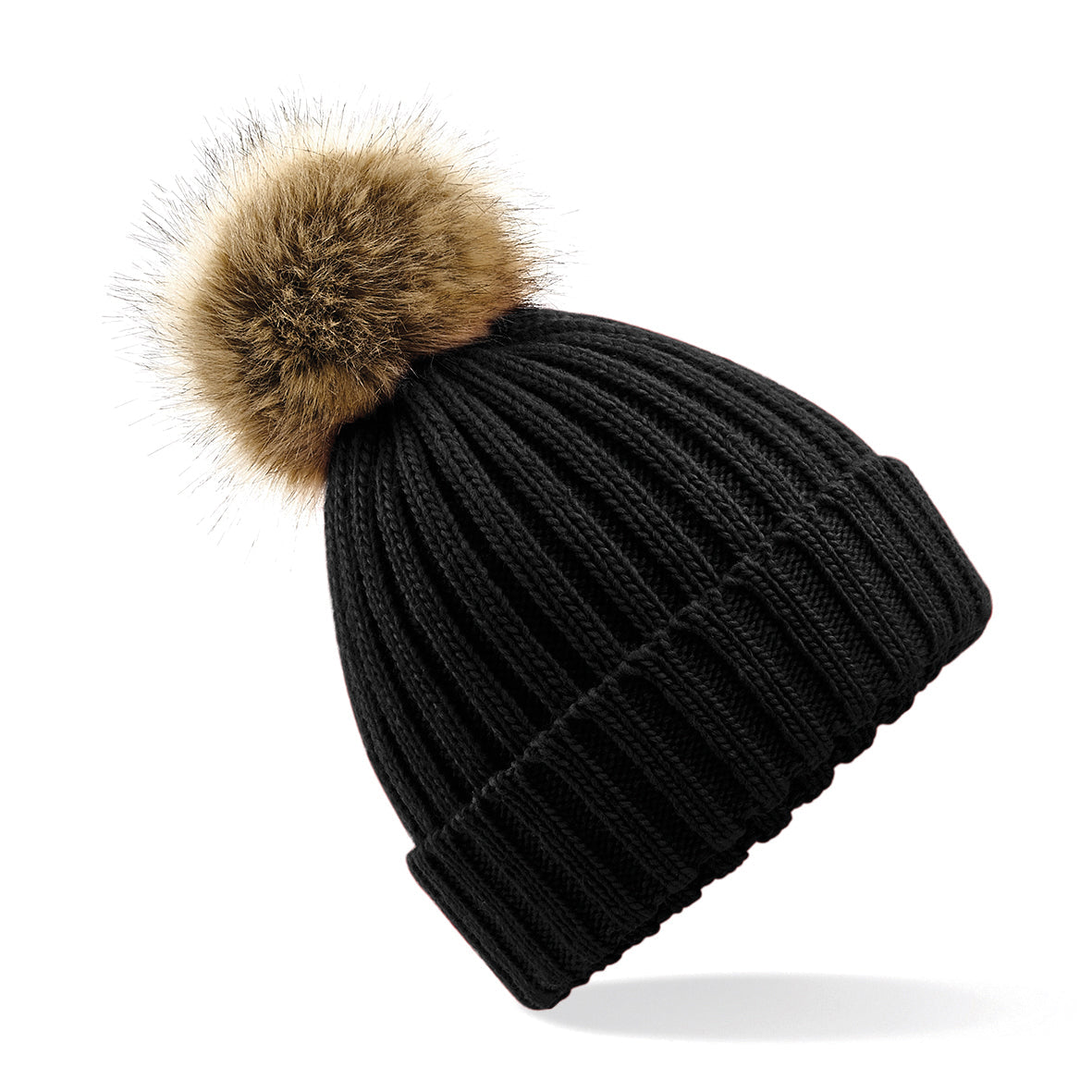 Beechfield Fur Pop Pom Chunky Beanie