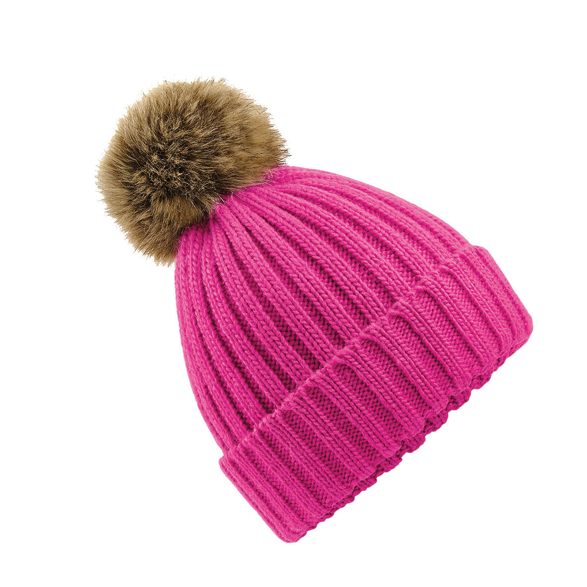 Beechfield Fur Pop Pom Chunky Beanie