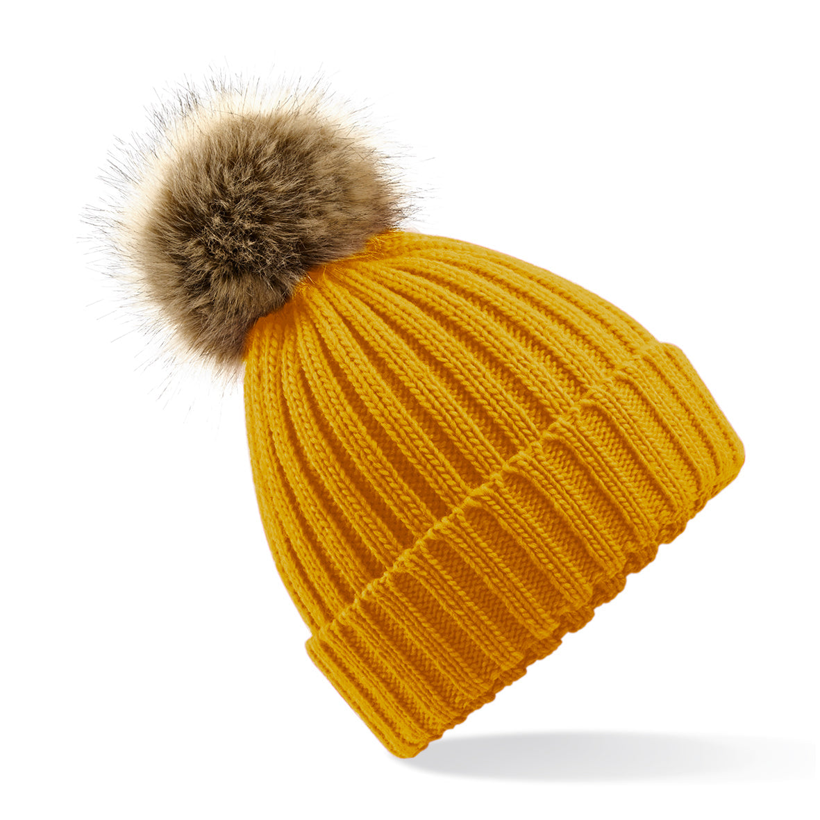 Beechfield Fur Pop Pom Chunky Beanie