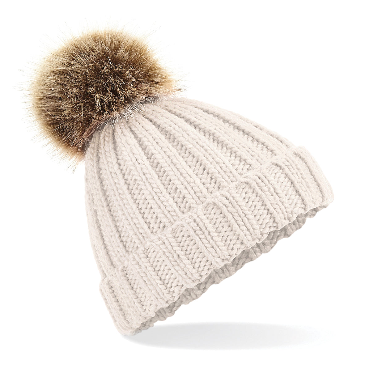Beechfield Fur Pop Pom Chunky Beanie