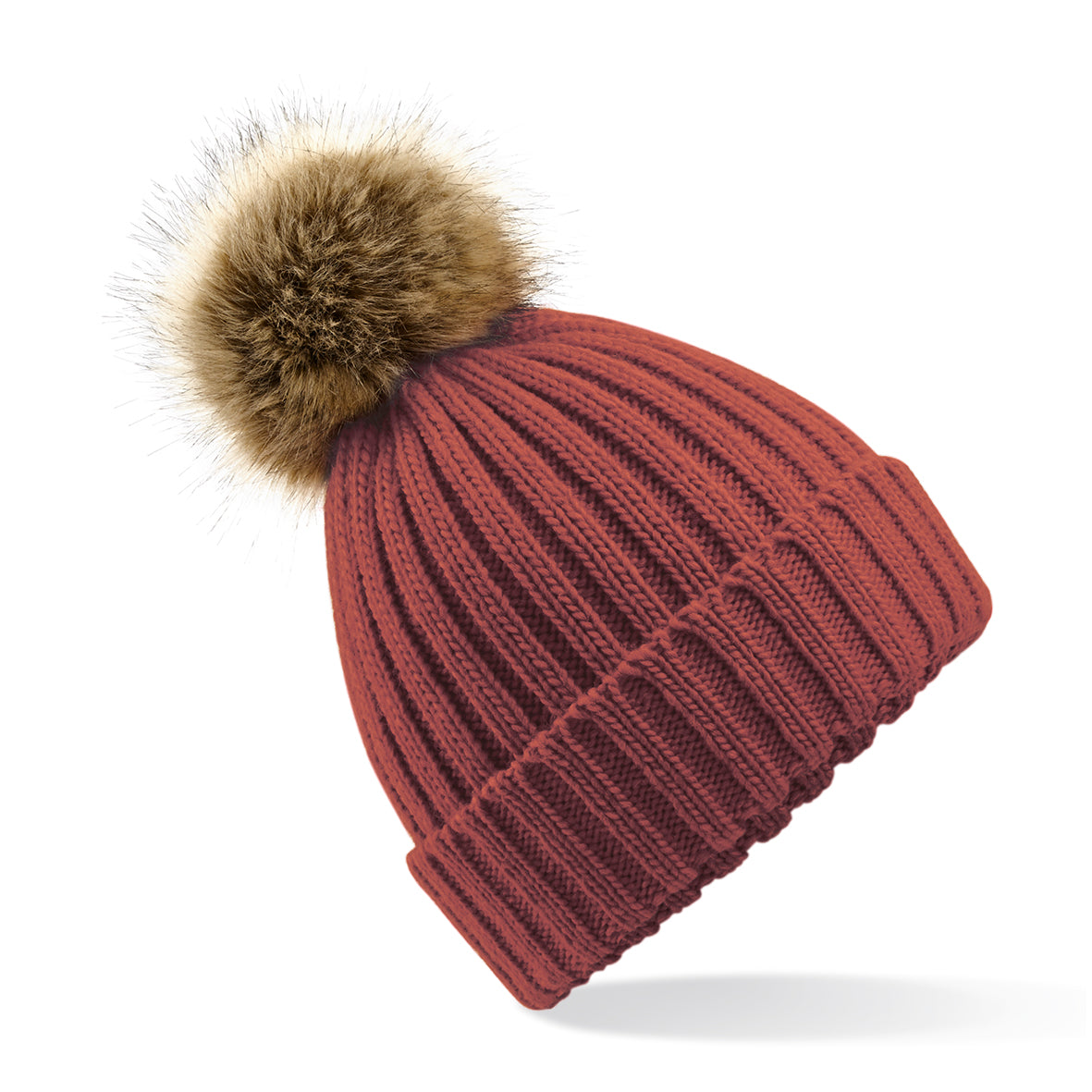 Beechfield Fur Pop Pom Chunky Beanie