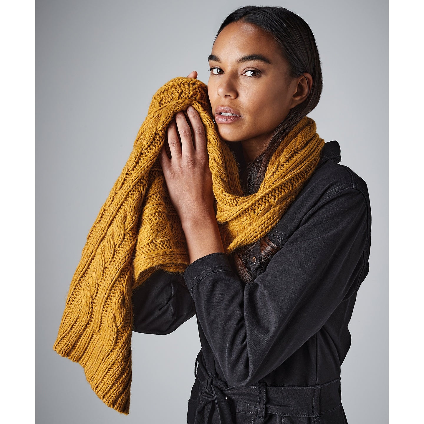 Beechfield Cable Knit Melange Scarf
