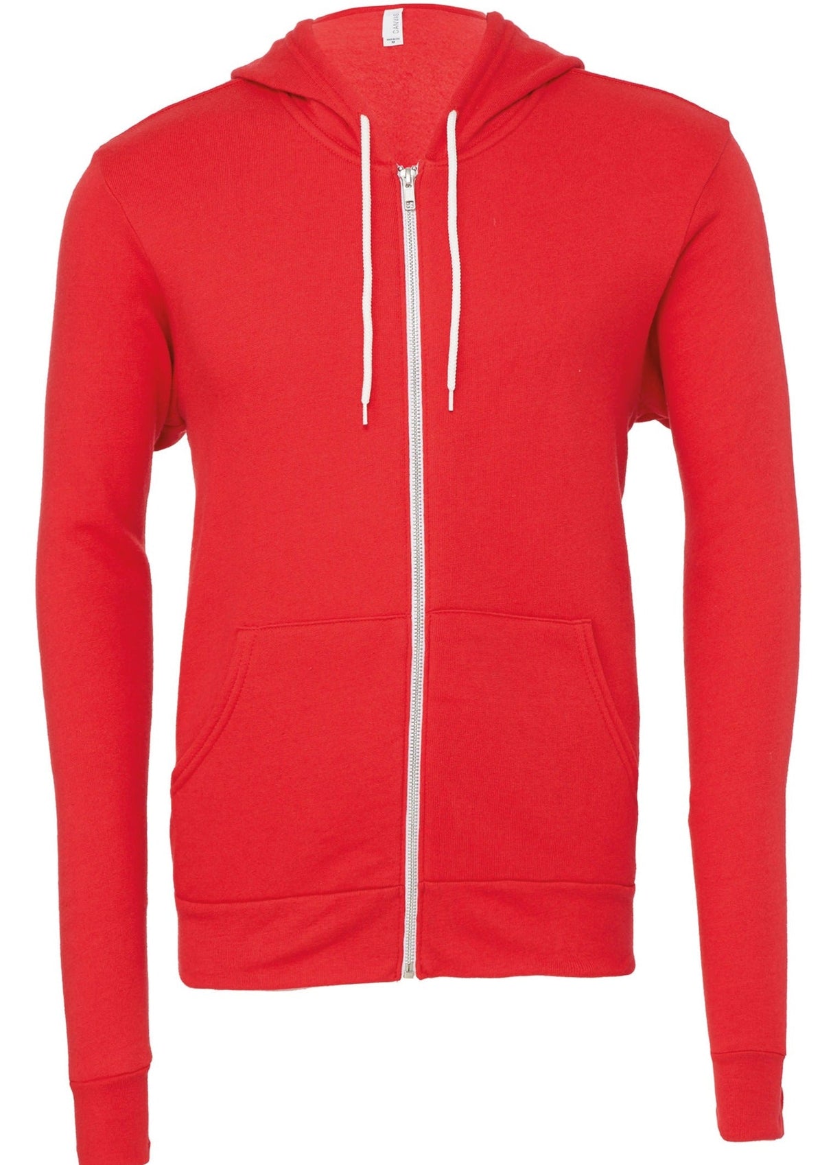 Bella Canvas Unisex Polycotton Fleece Full-Zip Hoodie - Red