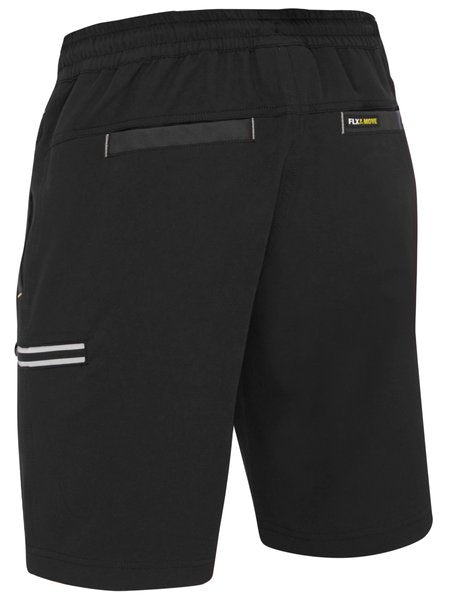 Bisley Shorts Flx & Move™ 4-Way Stretch Elastic Waist Cargo 170gsm #colour_black