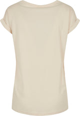 Build Your Brand Women's Extended Shoulder Tee - White Sand