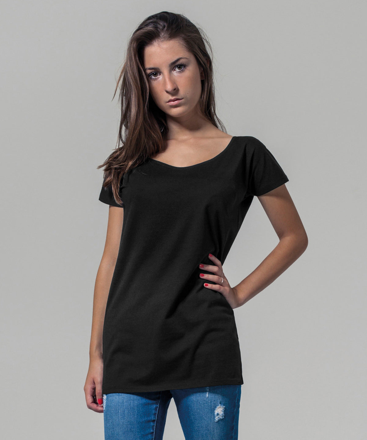 Build Your Brand Women's Wide Neck Tee