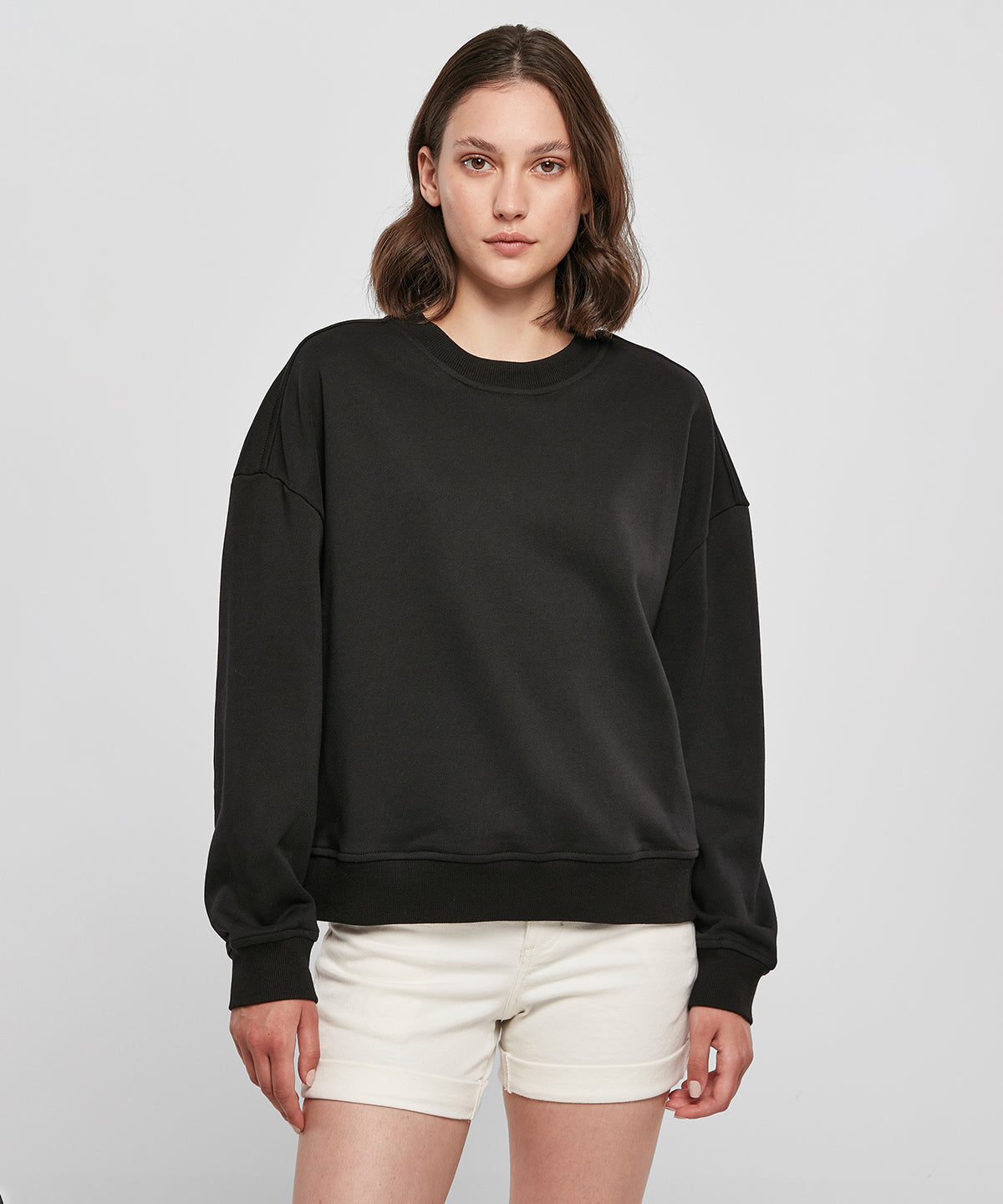 Build Your Brand Women's Oversized Crew Neck Sweatshirt