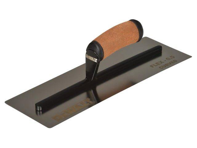 DEWALT Drywall 0.5mm FLEX Stainless Steel Curved Trowel, Leather Handle 14in