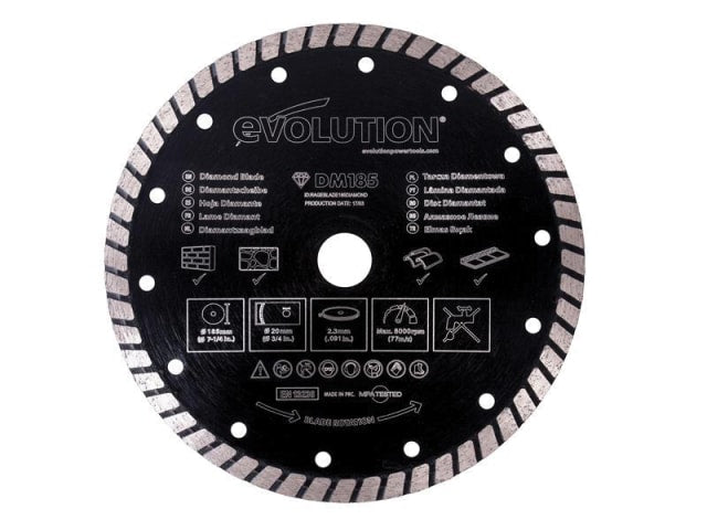 Evolution Diamond Blade, Segmented Rim 185 x 20mm