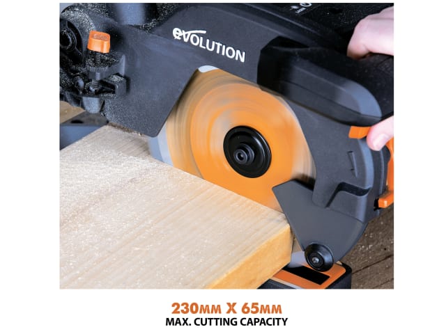 Evolution R210SMS+ Pro Multi-Material Sliding Mitre Saw 210mm 1500W 240V