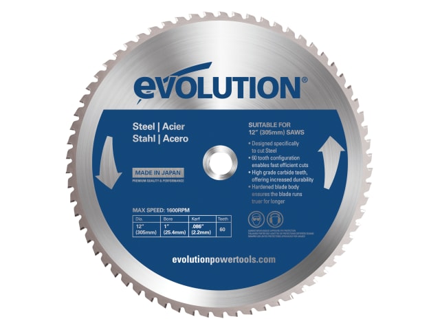 Evolution Mild Steel Cutting Chop Saw Blade 305 x 25.4mm x 60T