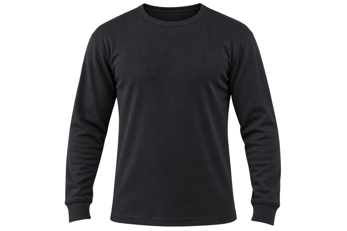 Espro black long sleeve thermal shirt, front view