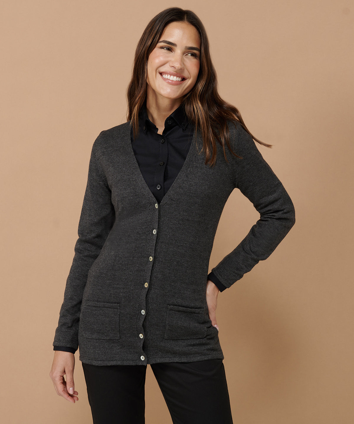 Henbury Women's V-Button Cardigan